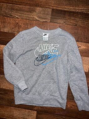 Nike Gray Sweatshirt with Blue and Black Logos